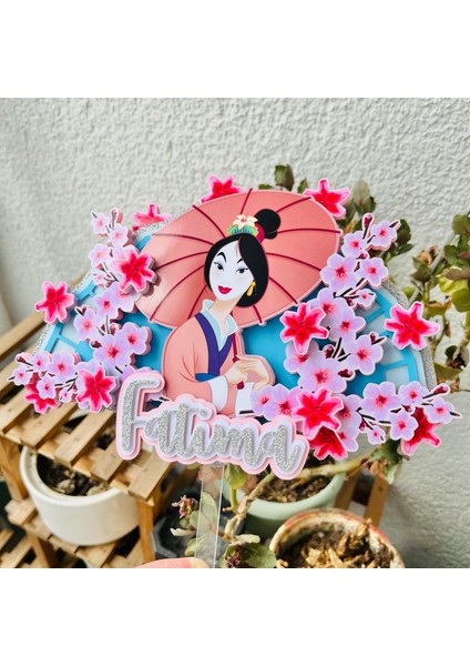 Mulan Temalı Çocuk Yetişkin Doğum Günü Isme Özel 3 Boyutlu Pasta Parti Süsü Mulan Cake Topper