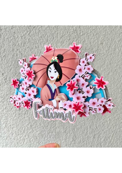 Mulan Temalı Çocuk Yetişkin Doğum Günü Isme Özel 3 Boyutlu Pasta Parti Süsü Mulan Cake Topper