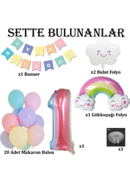 Gökkuşağı Bulut Konsepti Yaş Doğum Günü Parti Kutlama Gökkuşağı Renkli Balon Zincir Seti fiyatları