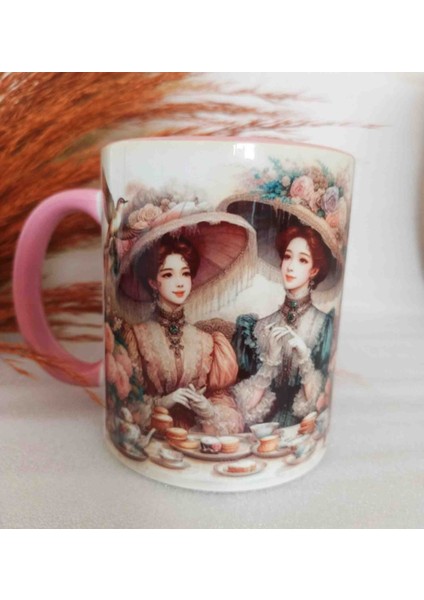 Çay Partisi Md2 Vintage Baskı Büyük Boy Kupa