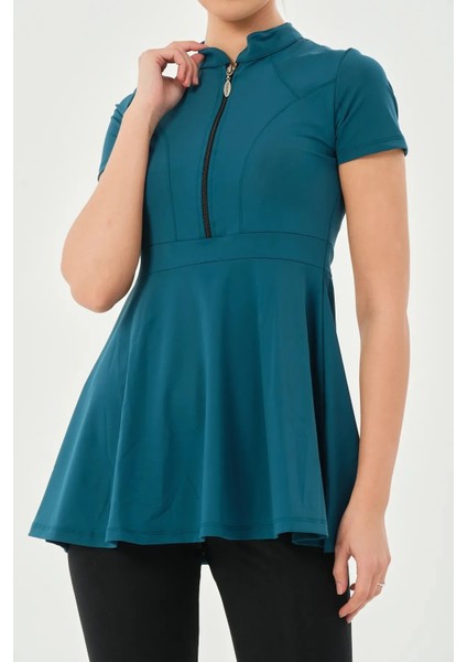 Hızlı Kuruyan Mayo Kumaşı Yarım Fermuarlı Kısa Kollu Taytlı Kadın Mayo 2438 fiyatları