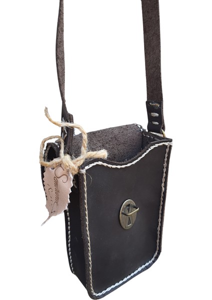 Dionysos SS11 Model El Yapımı Vintage Unisex El Dikişi Crazy Deri Küçük Boy Çanta Telefon Çantası fırsatları