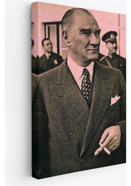 Atatürk Portre Tablosu Mustafa Kemal Atatürk Dikdörtgen Dekoratif Kanvas TABLO-FH-132
