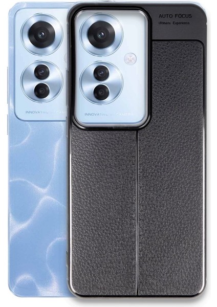 Oppo Reno 11F Kılıf Niss Deri Desen Silikon + Ekran Koruyucu