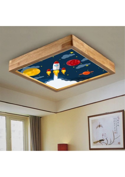 Ahşap Tavan Led Aydınlatma, Beyaz, 60x60cm, 6500K, 1 Başlık, Modern Tasarım
