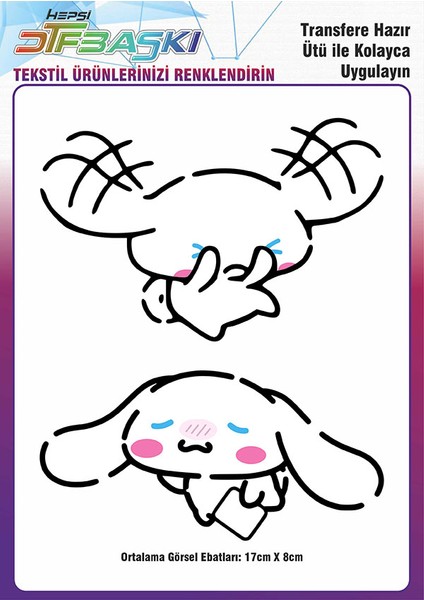Cinnamoroll Ütü ile Yapışan Tişört Tekstil Transfer Dtf Baskı