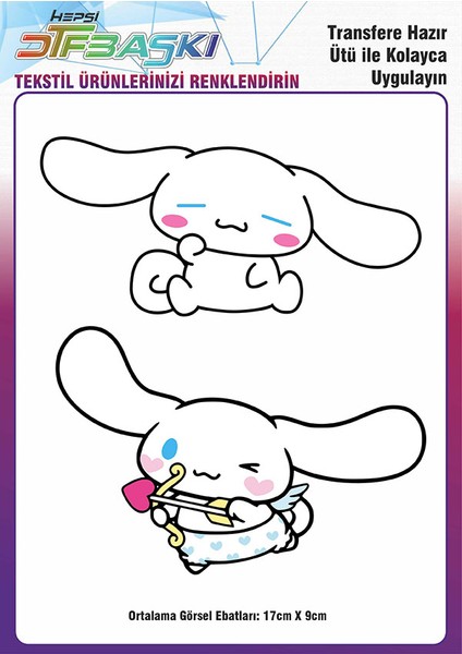Cinnamoroll Ütü ile Yapışan Tişört Tekstil Transfer Dtf Baskı