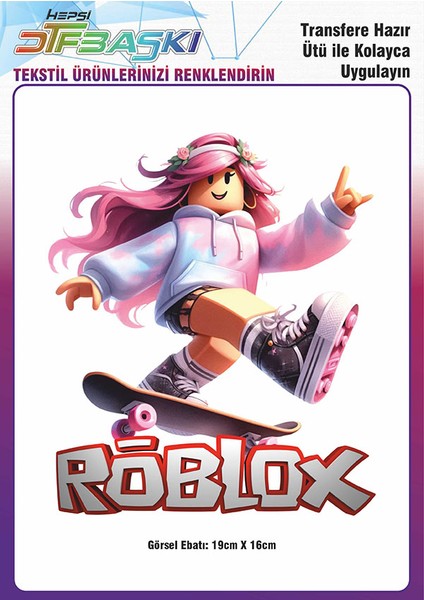 Roblox Ütü ile Yapışan Tişört Tekstil Transfer Dtf Baskı