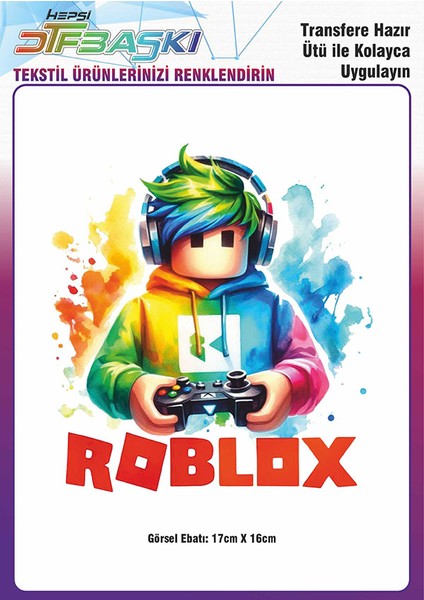 Roblox Ütü ile Yapışan Tişört Tekstil Transfer Dtf Baskı