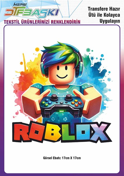 Roblox Ütü ile Yapışan Tişört Tekstil Transfer Dtf Baskı