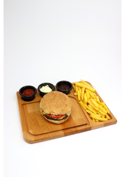 Ahşap Hamburger Sunum Tabağı, Fast Food Sunum