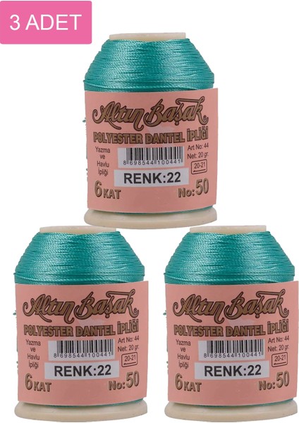 3 Adet Altınbaşak Oya ve Dantel Ipi 20 gr - Royaleks - No: 022