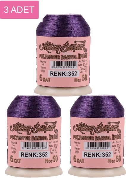 3 Adet Altınbaşak Oya ve Dantel Ipi 20 gr - Royaleks - No: 352