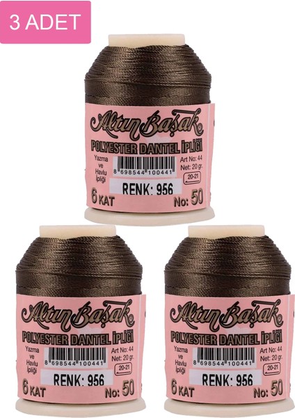 3 Adet Altınbaşak Oya ve Dantel Ipi 20 gr - Royaleks - No: 956