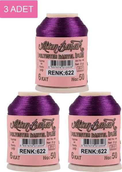 3 Adet Altınbaşak Oya ve Dantel Ipi 20 gr - Royaleks - No: 622