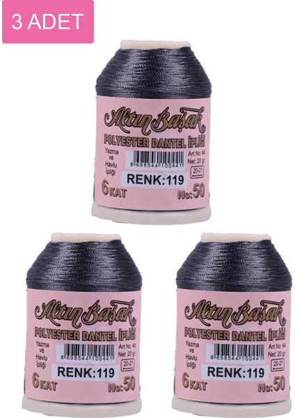 3 Adet Altınbaşak Oya ve Dantel Ipi 20 gr - Royaleks - No: 119