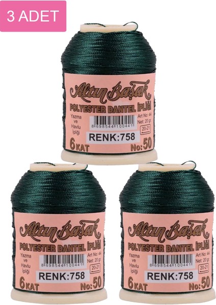 3 Adet Altınbaşak Oya ve Dantel Ipi 20 gr - Royaleks - No: 758