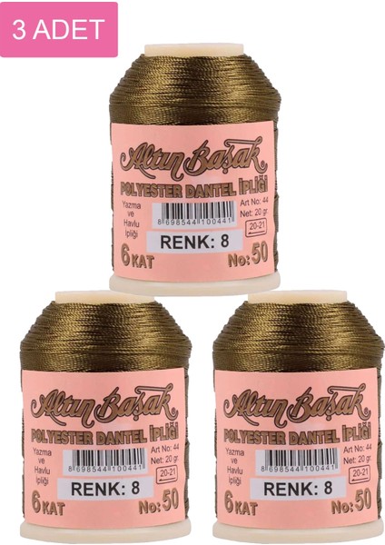 3 Adet Altınbaşak Oya ve Dantel Ipi 20 gr - Royaleks - No: 008