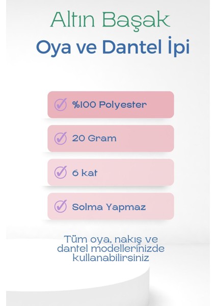 3 Adet Altınbaşak Oya ve Dantel Ipi 20 gr - Royaleks - No: 646 - 466 - 367