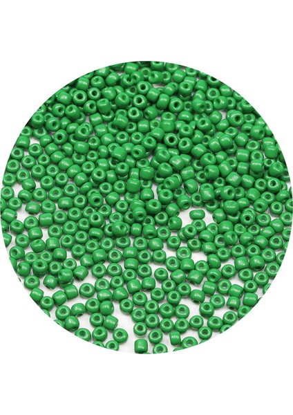 Opak Yeşil Renk 4 mm Yaklaşık 1100 Adet / 100 Gram Cam Boncuk Oya Yazma Bileklik ve Kolye