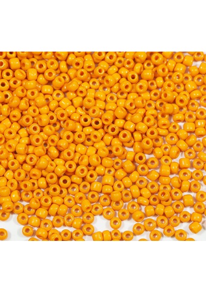 Turuncu Renk 4 mm Yaklaşık 660 Adet / 60 Gram Cam Boncuk Oya Yazma Bileklik ve Kolye