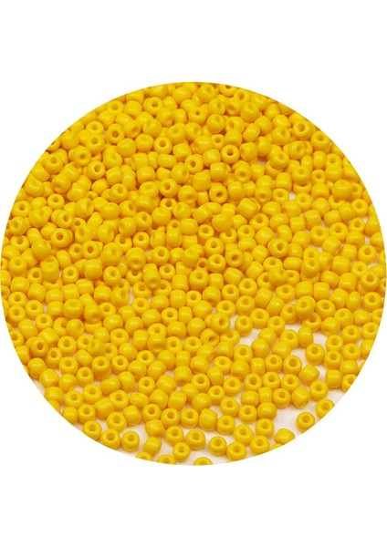 Sarı Renk 4 mm Yaklaşık 1100 Adet / 100 Gram Cam Boncuk Oya Yazma Bileklik ve Kolye
