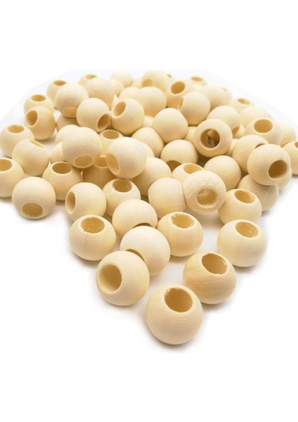 20 gr (20 Adet) Ahşap Boncuk 15 mm Çap x 10 mm Delik Doğal Yuvarlak Ahşap Makrome El Işi Çanta
