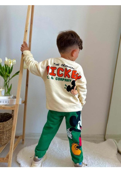 Erkek Çocuk Mickey Modelli Bisiklet Yaka Pamuk Eşofman Takımı