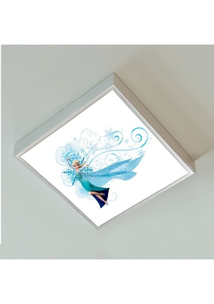 Elsa Frozen Çocuk Odası Led Avıze-60cmx60cm Büyük Kare-1.5kg Hafif- 54w Güçlü Işık-Sıva Üstü Montaj
