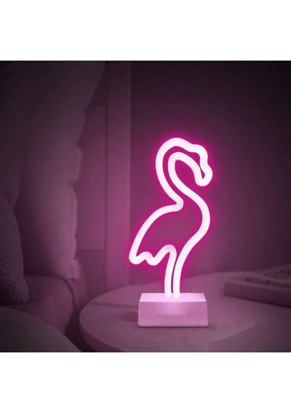 Dekoratif Neon Lamba / Gece Aydınlatması Flamingo