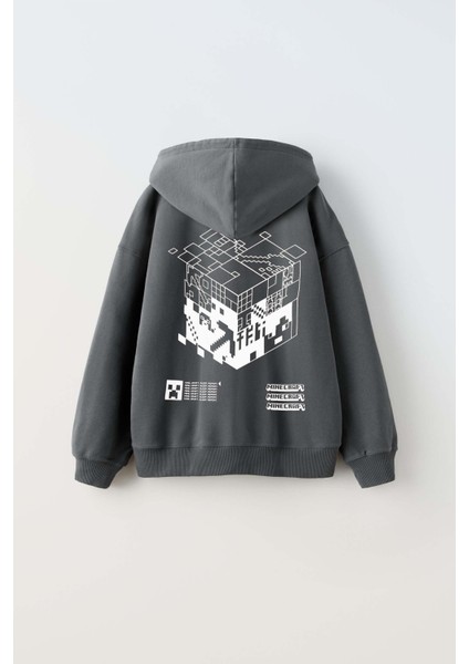 Erkek Çocuk Mınecraft Modelli Pamuk Kapşonlu Sweat fiyatları