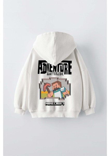Erkek Çocuk Mınecraft Modelli Kol Manşetli Pamuk Kapşonlu Sweat fiyatları
