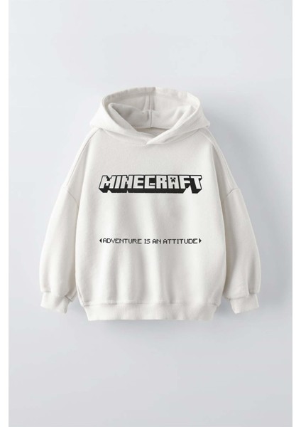Erkek Çocuk Mınecraft Modelli Pamuk Kapşonlu Sweat