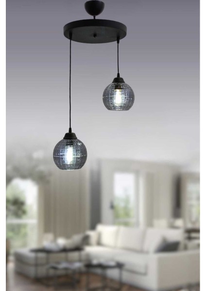 Şık 2'li siyah sarkıt avize, modern tasarım, oturma odası ve hol kullanımı için ideal