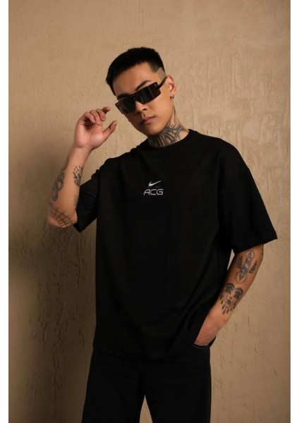 Nike Acg Nakış Işlemeli Siyah Renk Oversize Unisex Tişört