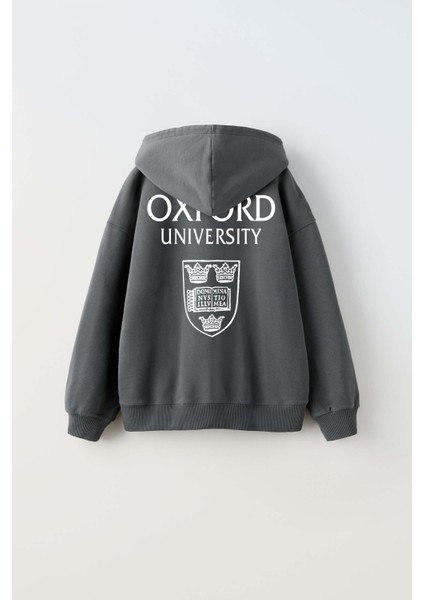 Erkek Çocuk Oxford Modelli Kol Manşetli Pamuk Kapşonlu Sweat