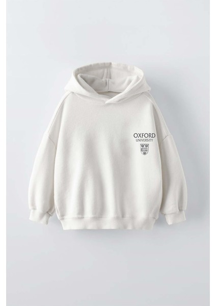 Erkek Çocuk Oxford Modelli Kol Manşetli Pamuk Kapşonlu Sweat