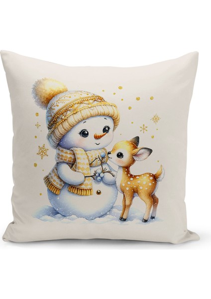 Yılbaşı Serisi Çift Tarafı Dijital Baskılı Kırlent Kılıfı (Christmas Noel Cushion Cover)