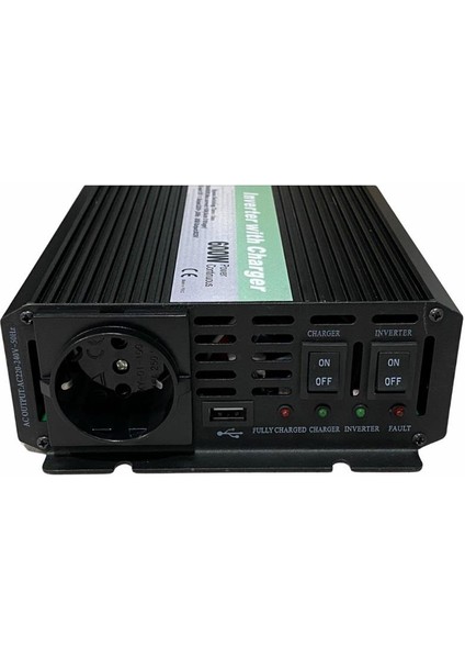 12V Dc  230V Ac Inverter 600W (Modifiye) (Usb Çıkışlı) (10 A Şarjlı)