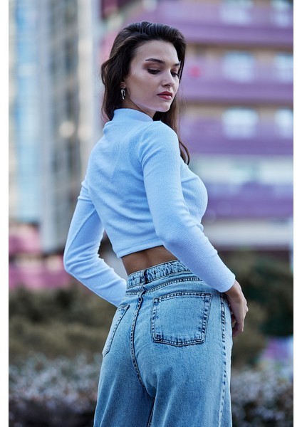 Kadın Balıkcı Yaka Uzun Kollu Crop fiyatları