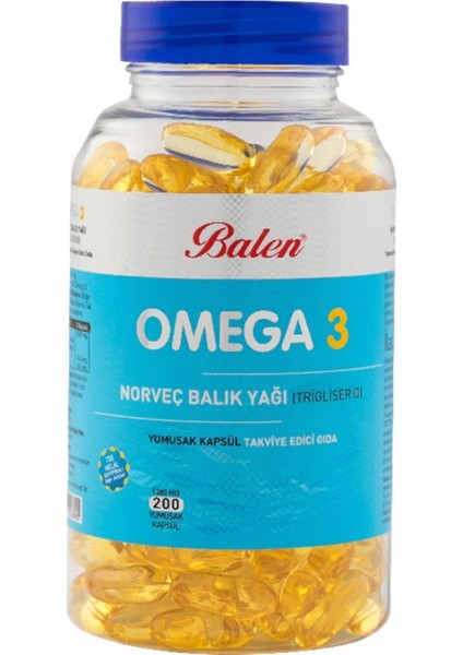 Omega 3 Norveç Balık Yağı (Trigiliserid) Yumuşak Kapsül 1380 MG*200