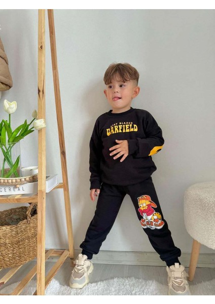 Erkek Çocuk Garfıeld Modelli Pamuk Eşofman Takımı