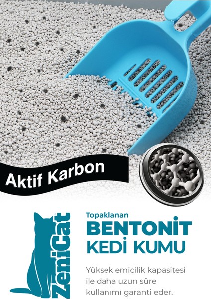 Aktif Karbonlu Kedi Kumu Ince Taneli Doğal Bentonit 10 Lt