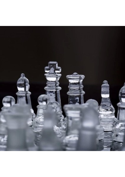 Glass Chess Cam Satranç Takımı (25 cm x 25 Cm)