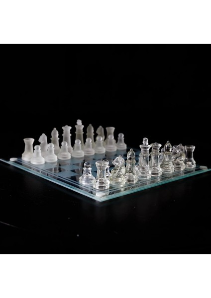 Glass Chess Cam Satranç Takımı (25 cm x 25 Cm)