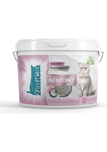 Bebek Pudrası Kokulu Renkli Kedi Kumu Ince Taneli Doğal Bentonit 5 Lt