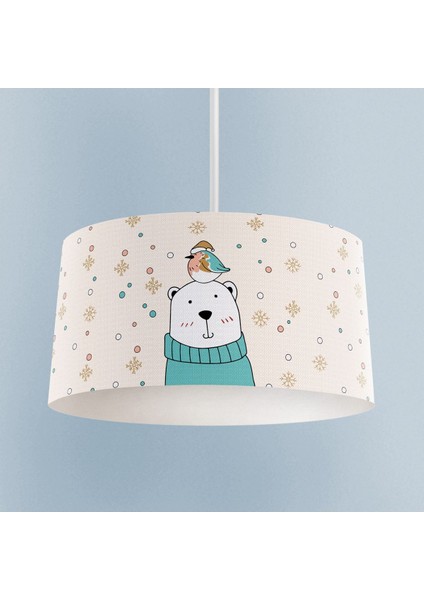 Renkli bebek ve çocuk odası avizesi, kutup ayısı desenli, 20x30 cm