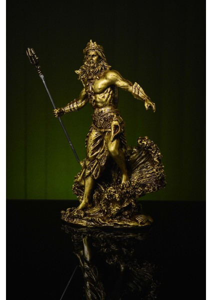 Özel Tasarım Antik Yunan Deniz Tanrısı Poseidon Orta Boy Gold / Bronz Heykel Biblo modelleri