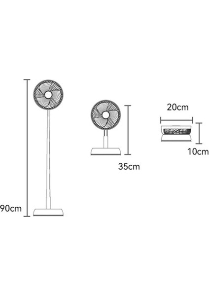 Zemin ve Masa Üstü Ayaklı Uzayan Kısalan Vantilatör Soğutucu Fanı Uzaktan Kumanda Kontrollü Katlanabilir Uzunluk Ayarlı 6000MAH Şarjlı