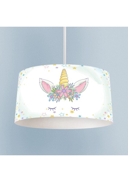 Çiçekli ve yıldızlı bebek odası avizesi, renkli ve şık, 20x30 boyutunda, kumaş malzeme